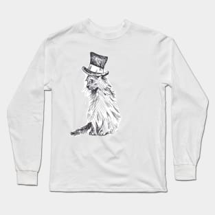 Black Cat in Hat Long Sleeve T-Shirt